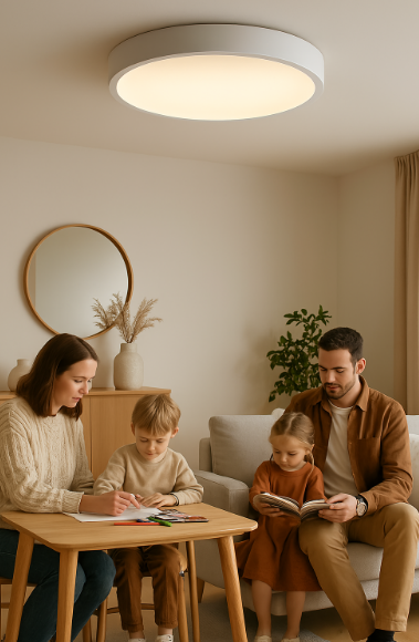 Okrągła lampa sufitowa LED – styl skandynawski