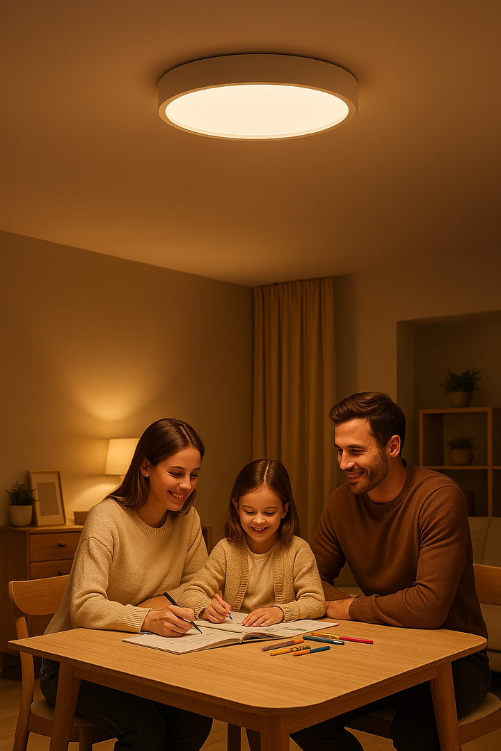 Okrągła lampa sufitowa LED – styl skandynawski
